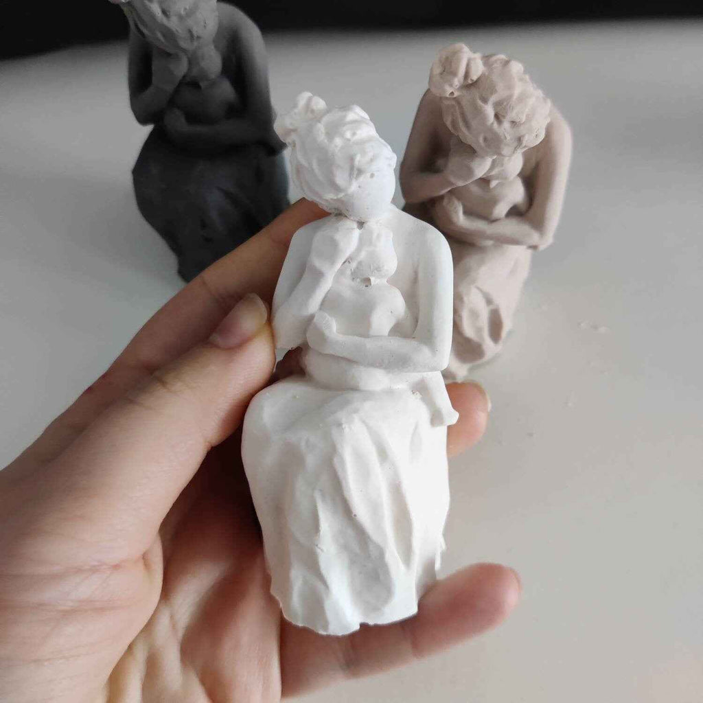 Handmade mother and child figurine small