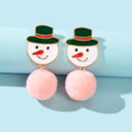 Novelty Snowman Earrings Colourful Christmas Dangle Stud Jewellery Party Gift