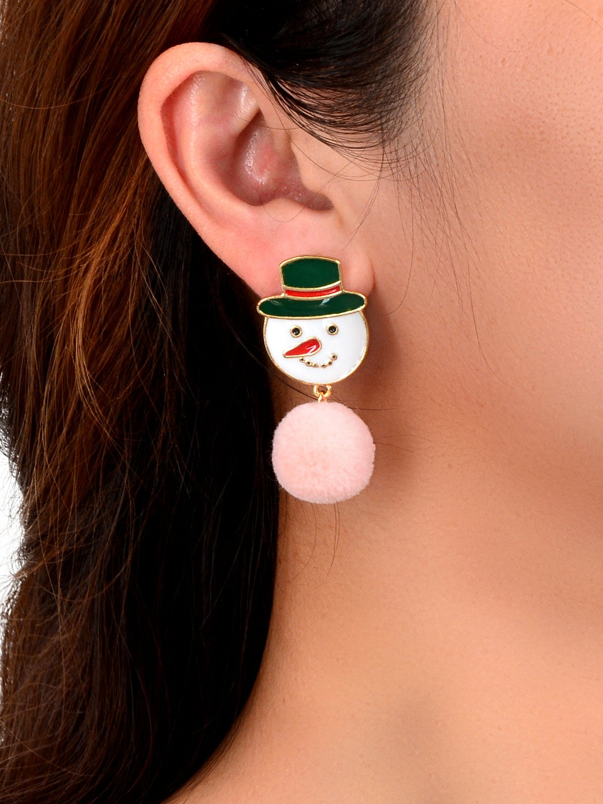Novelty Snowman Earrings Colourful Christmas Dangle Stud Jewellery Party Gift