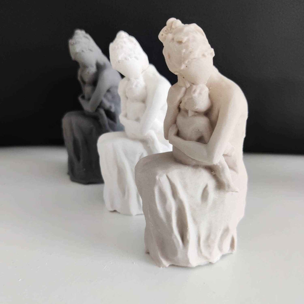 Handmade mother and child figurine small