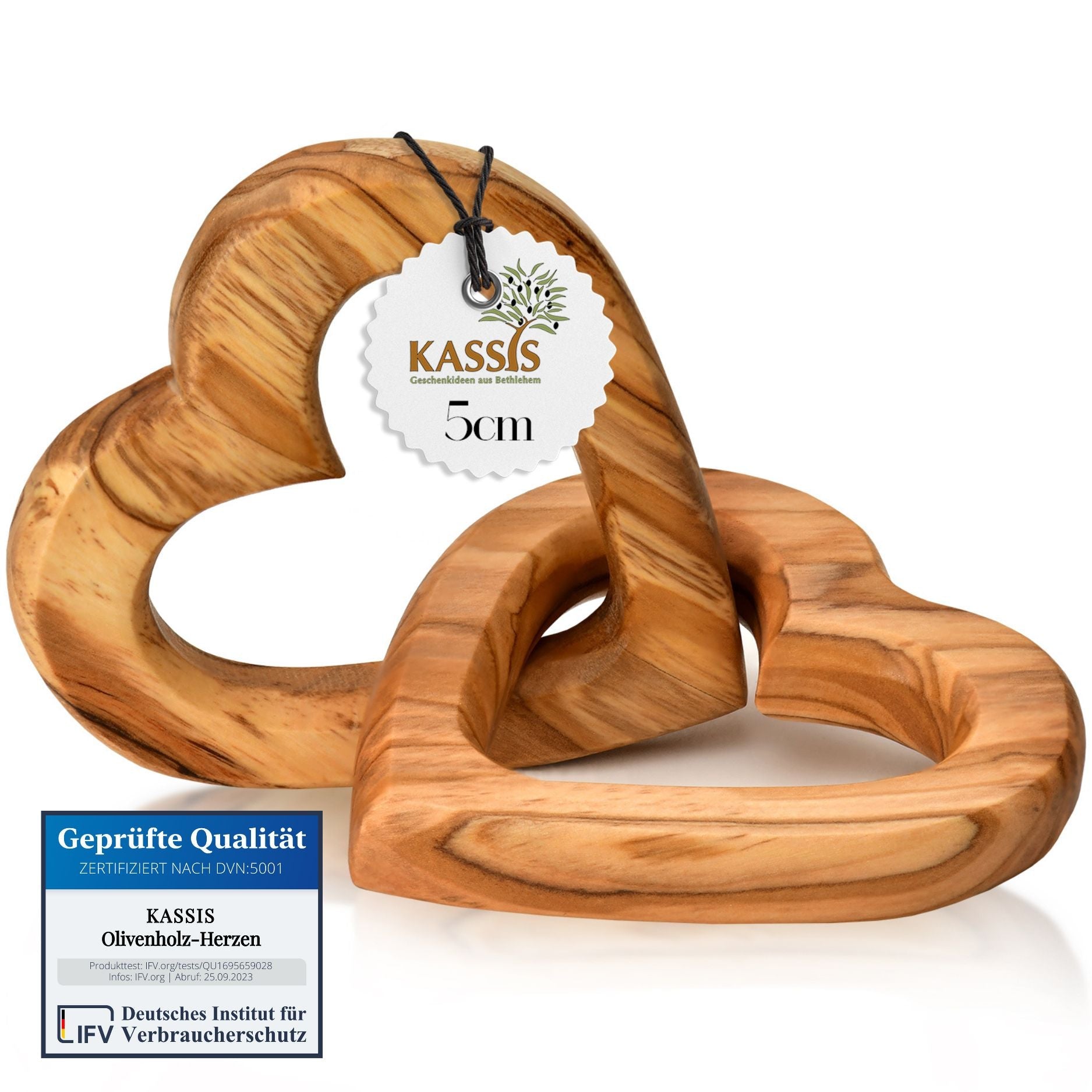 Olive wood connected hearts, a beautiful gift for weddings, engagements, anniversaries, and Valentine's Day.