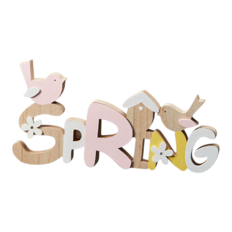 Wooden 'Spring' Word Block Wording Decoration