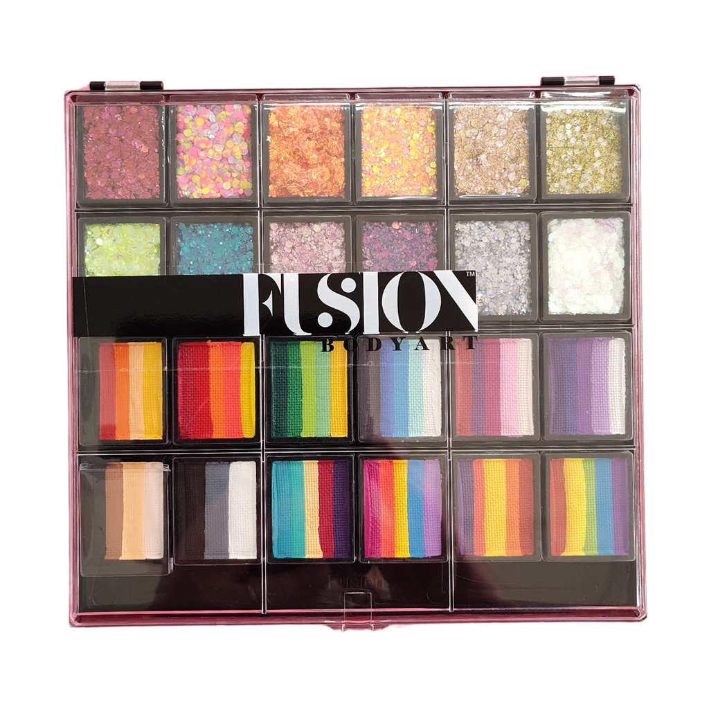 Fusion Body Art Rainbow Party Glitter & One Stroke Palette