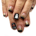Ghostly Glow 24Pcs Black Square Press-On Nails