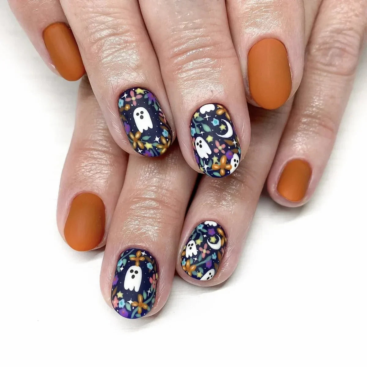 Ghostly Glow 24Pcs Black Square Press-On Nails