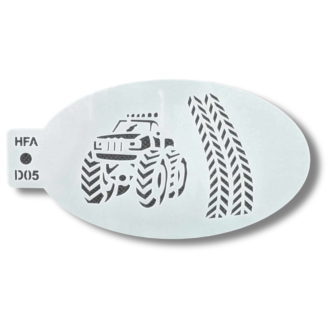 Monster Truck & Tyre Tread Face Painting Stencil