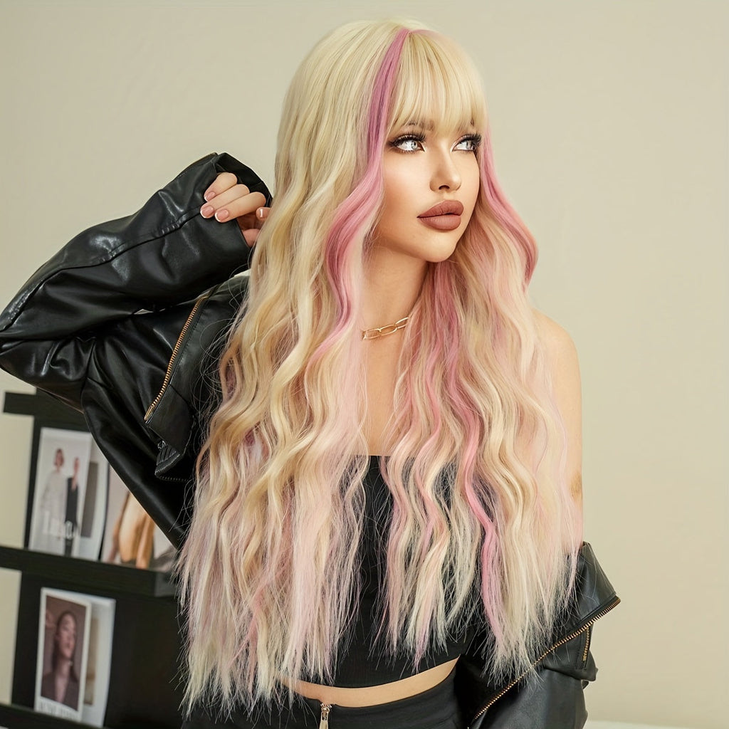 Highlight Curly Wig with Bangs