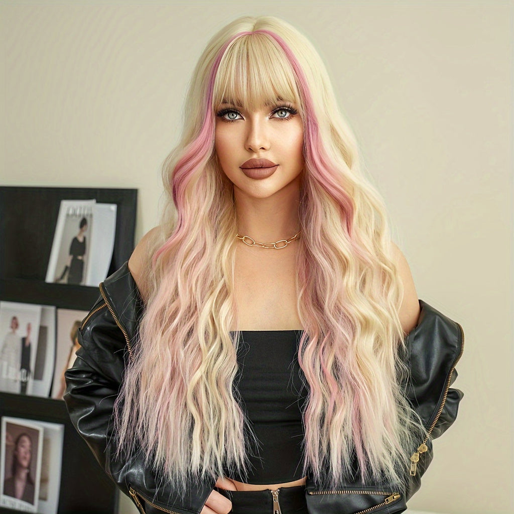 Highlight Curly Wig with Bangs