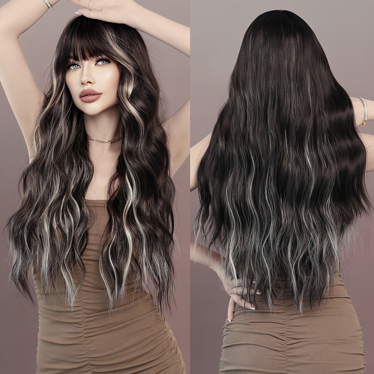 Highlight Curly Wig with Bangs