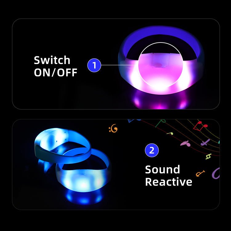 Party Supplies Decorations Wedding Sound Activated LED Wristband for Party(50 Pack)