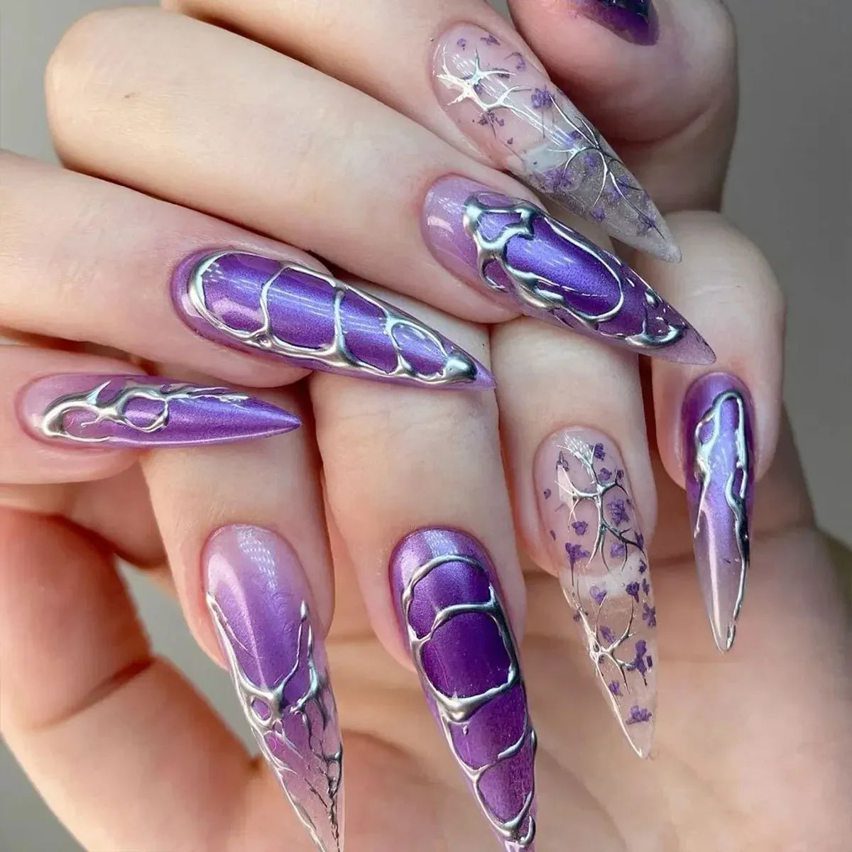 Purple Almond Press-On Nails