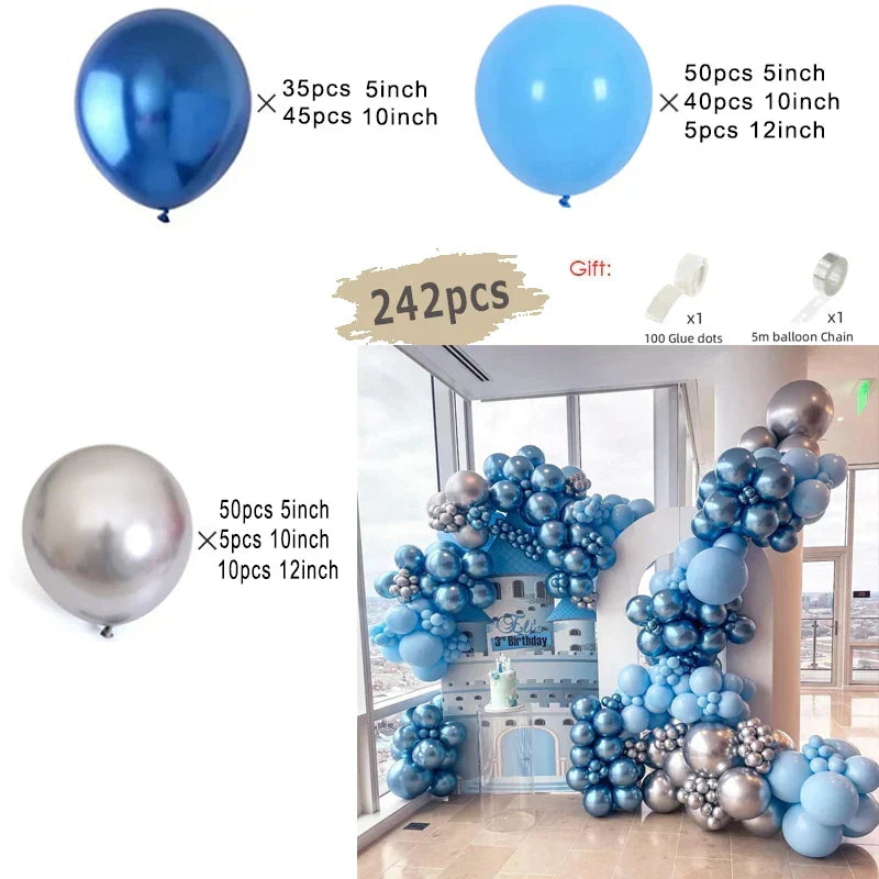 Macaron Blue & Cream Balloon Garland Arch Kit – 242 Piece Set