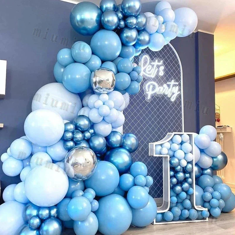 Macaron Blue & Cream Balloon Garland Arch Kit – 242 Piece Set
