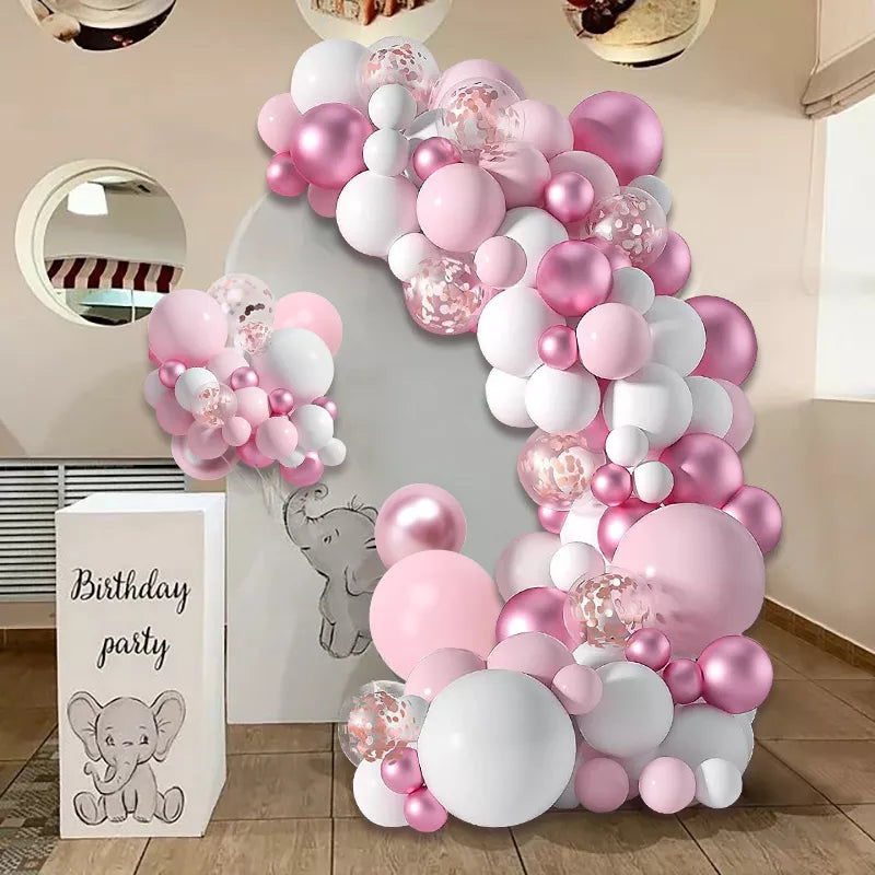 Macaron Pink Balloon Garland Arch Kit – 125 Piece Pastel Party Set