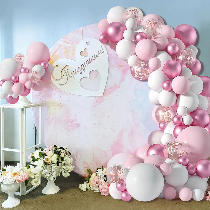 Macaron Pink Balloon Garland Arch Kit – 125 Piece Pastel Party Set