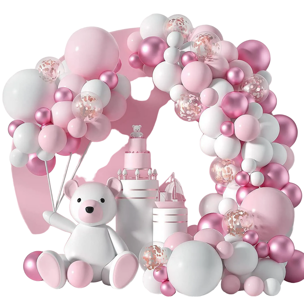 Macaron Pink Balloon Garland Arch Kit – 125 Piece Pastel Party Set
