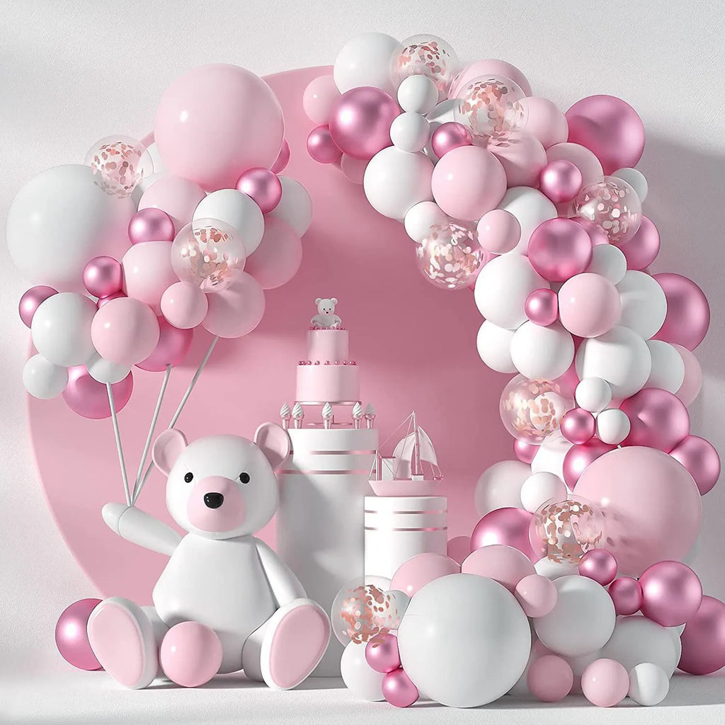 Macaron Pink Balloon Garland Arch Kit – 125 Piece Pastel Party Set