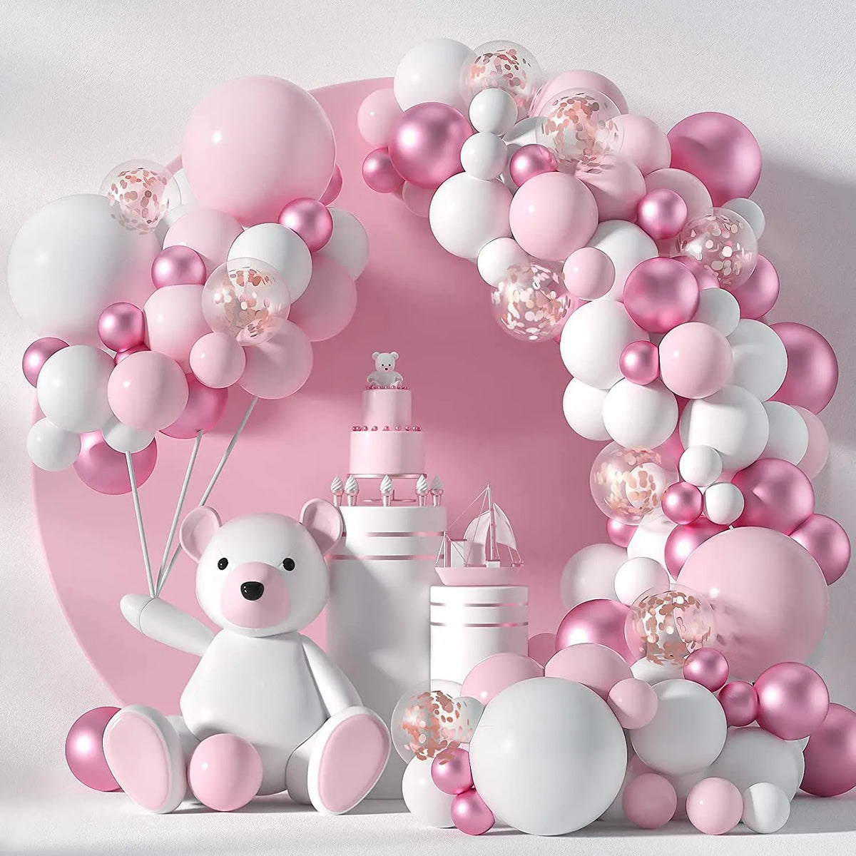 Macaron Pink Balloon Garland Arch Kit – 125 Piece Pastel Party Set