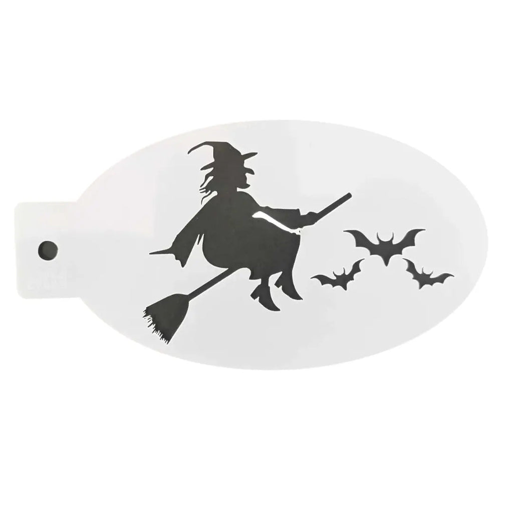Flying Witch Face Painting Stencil