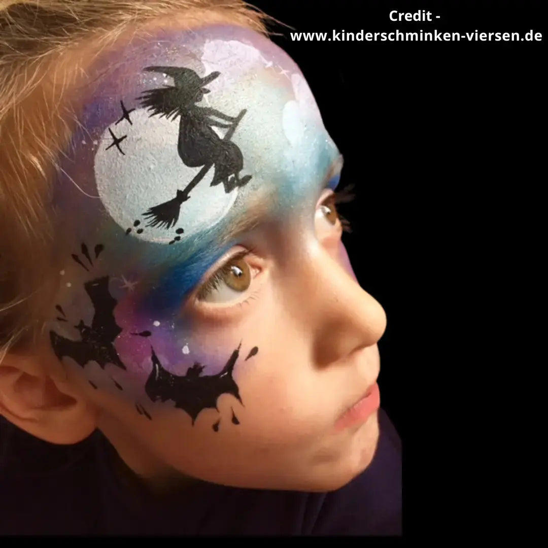 Flying Witch Face Painting Stencil