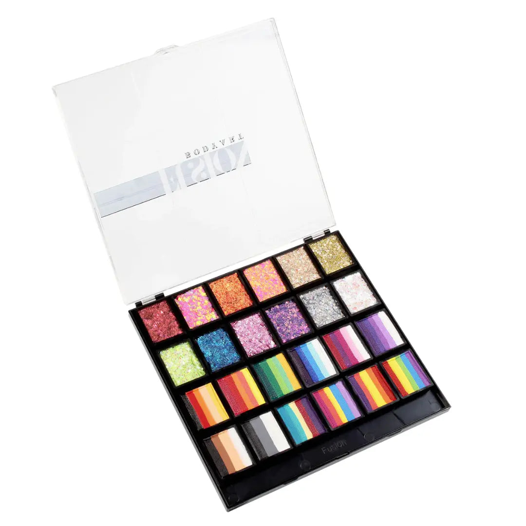 Fusion Body Art Rainbow Party Glitter & One Stroke Palette