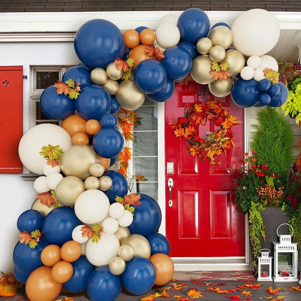 Navy, Orange & Gold Balloon Garland Kit – Graduation & Party Décor