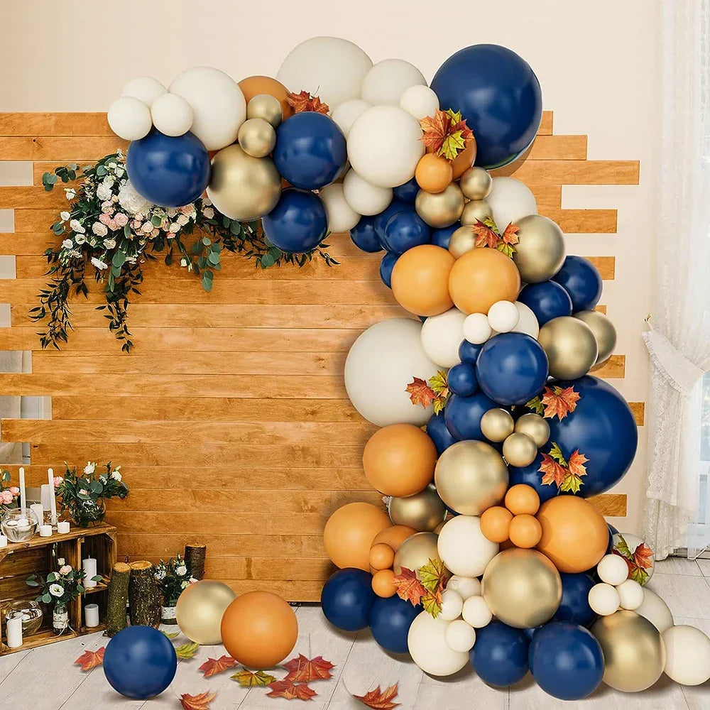 Navy, Orange & Gold Balloon Garland Kit – Graduation & Party Décor