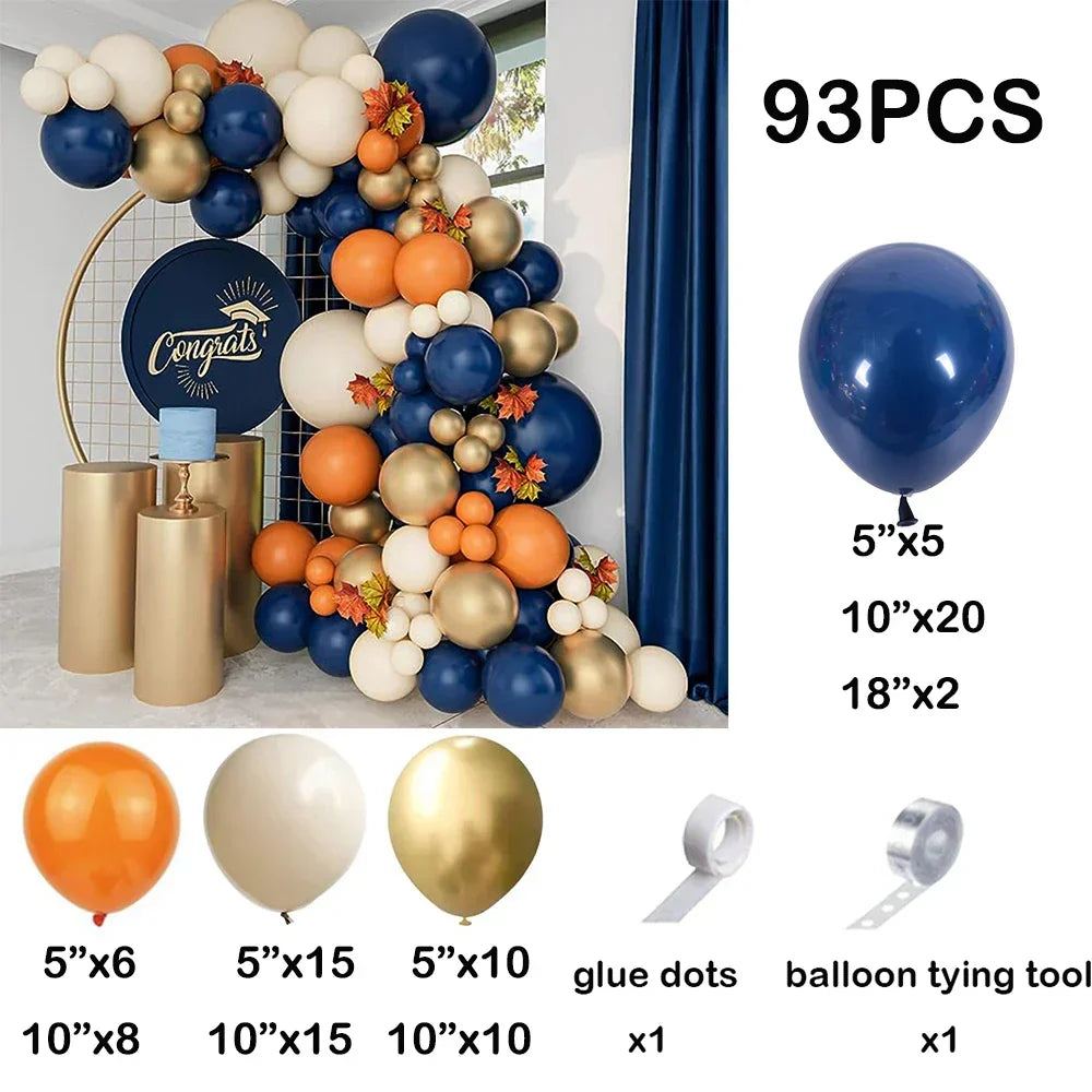 Navy, Orange & Gold Balloon Garland Kit – Graduation & Party Décor